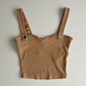 Guess ribbed crop top, tan, xs